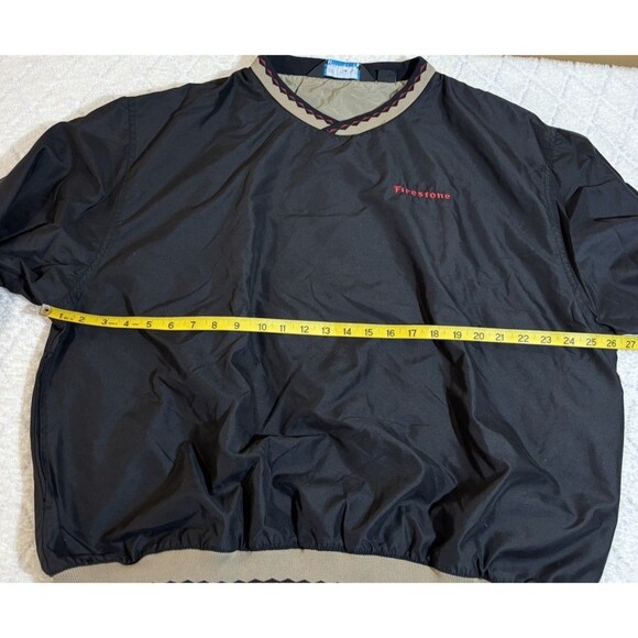 Vintage 90s Firestone Embroidered Black Windbreaker Aztec Trim Size XL - Picture 16 of 16